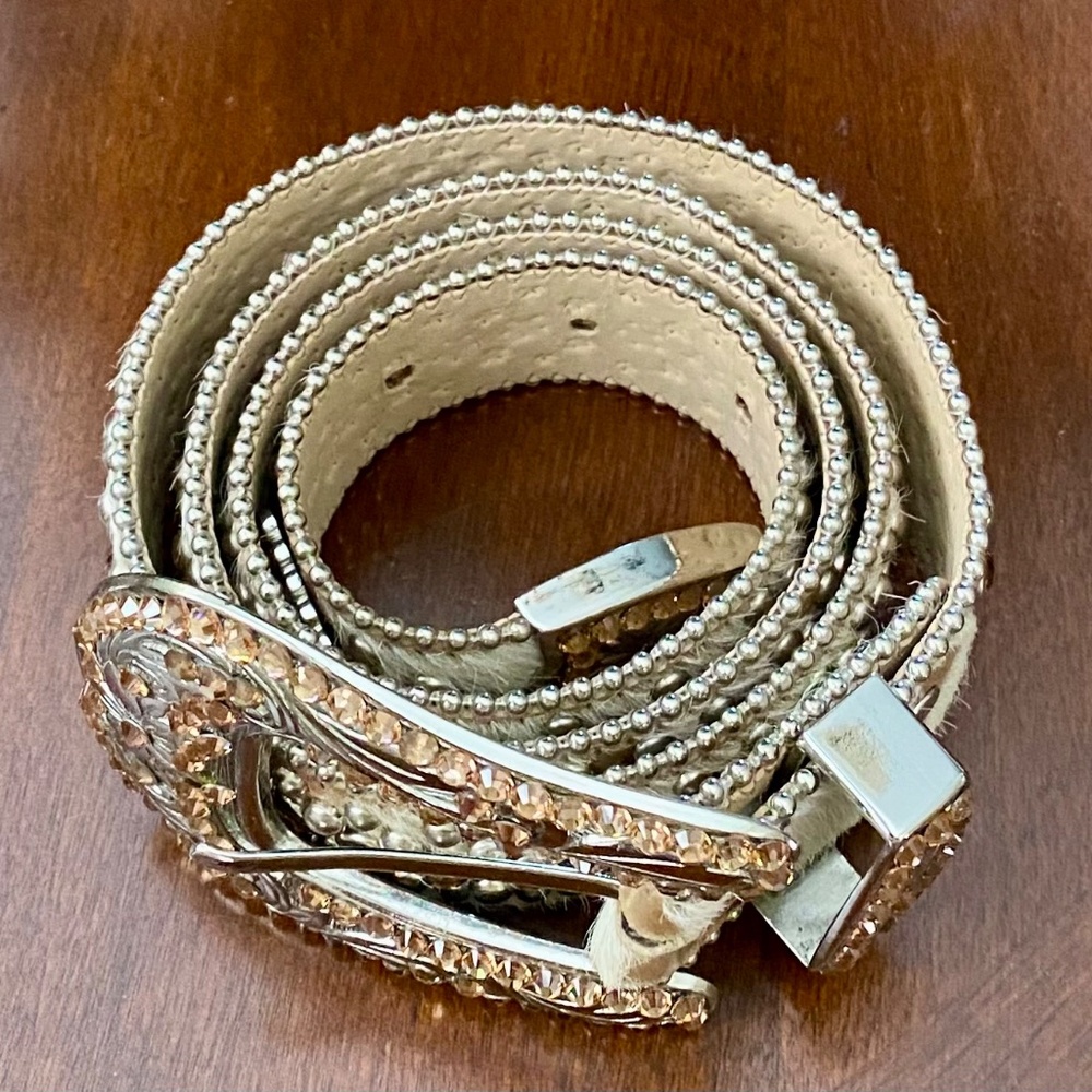 BB SIMON $595 Vintage Crystal Pony Hair Cowgirl Rocker Belt 38 - Picture 3 of 10
